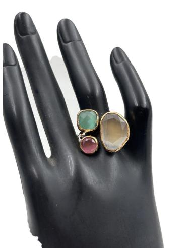 ANILLOS DE PIEDRAS ROSAS Y VERDES PASTEL PARA BODA