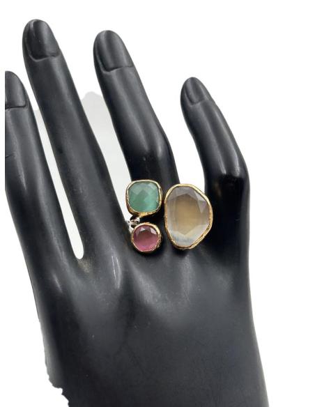 ANILLOS DE PIEDRAS ROSAS Y VERDES PASTEL PARA BODA