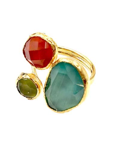 ANILLOS BODA DE PIEDRAS NARANJAS VERDES Y AZULES