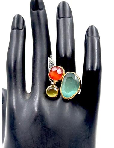 ANILLOS BODA DE PIEDRAS NARANJAS VERDES Y AZULES