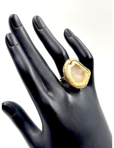 ANILLOS GRANDES AMARILLAS DE PIEDRA AGATA EN BRUTO