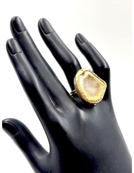 ANILLOS GRANDES AMARILLAS DE PIEDRA AGATA EN BRUTO
