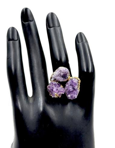 ANILLOS MUJER PIEDRA AMATISTA EN BRUTO TONO MORADO