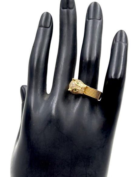 ANILLOS DE LEOPARDO CON CIRCON Y OJITOS VERDES ESMERALDA