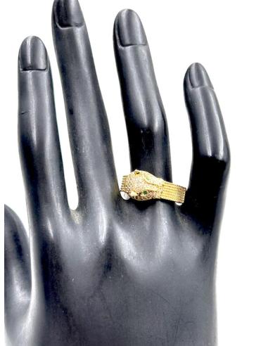 ANILLOS DE LEOPARDO CON CIRCON Y OJITOS VERDES ESMERALDA