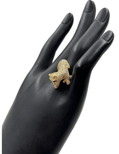 ANILLOS DORADOS CON FIGURA DE LEOPARDO