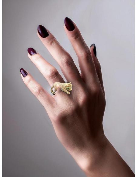 ANILLOS DORADOS CON FIGURA DE LEOPARDO