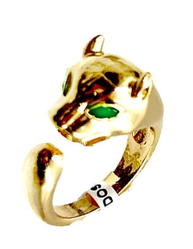 ANILLOS MUJER DORADOS SORTIJA CABEZA LEOPARDO