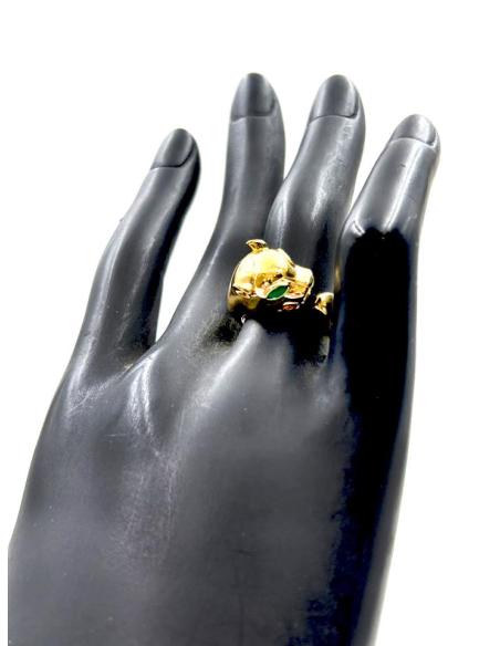 ANILLOS MUJER DORADOS SORTIJA CABEZA LEOPARDO