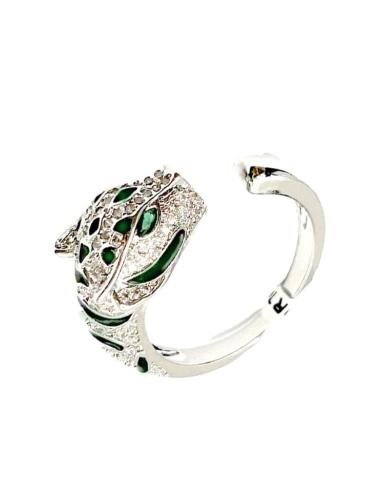 ANILLOS PLATEADOS SORTIJA MUJER CABEZA LEOPARDO