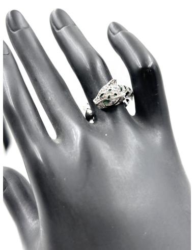 ANILLOS PLATEADOS SORTIJA MUJER CABEZA LEOPARDO