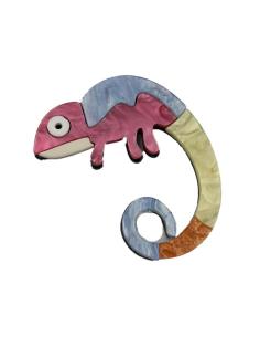 Imagen del producto BROCHES MUJER DE CAMALEONES ROSAS AZULES Y VERDES | EL JARDIN DEL DESEO