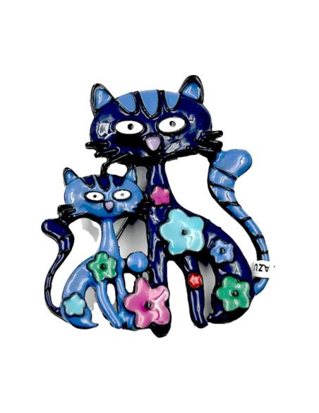 BROCHES MUJER AZULES CON BONITOS GATOS | EL JARDIN DEL DESEO