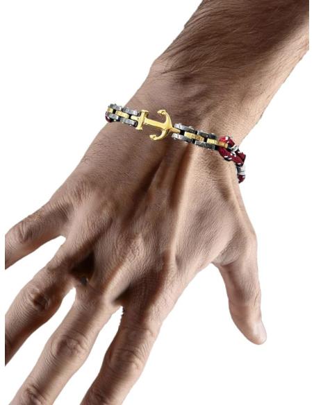PULSERAS HOMBRE ROJAS CON CUERDA MARINERA