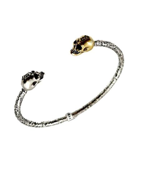 PULSERAS CON CALAVERAS DORADAS Y PLATEADAS