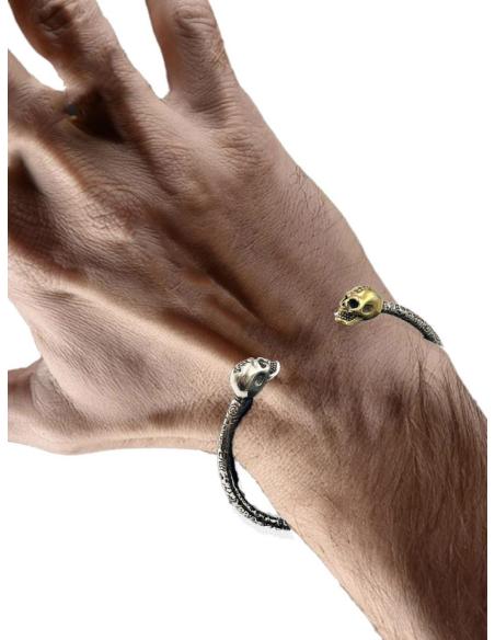 PULSERAS CON CALAVERAS DORADAS Y PLATEADAS