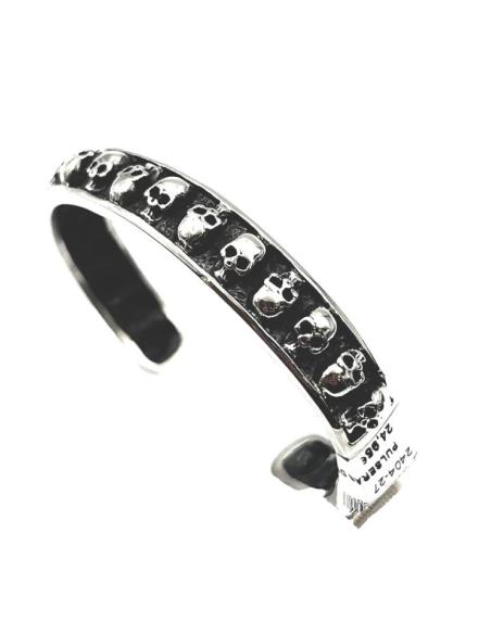 PULSERAS DE CALAVERAS EN ACERO PLATEADO ENVEJECIDO