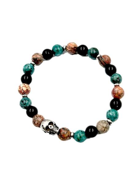 PULSERAS VERDES PARA HOMBRE CALAVERA Y PIEDRA