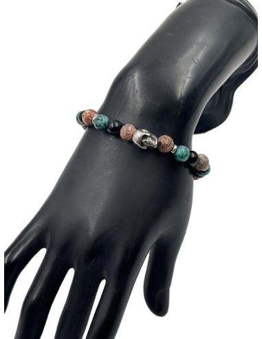 PULSERAS VERDES PARA HOMBRE CALAVERA Y PIEDRA