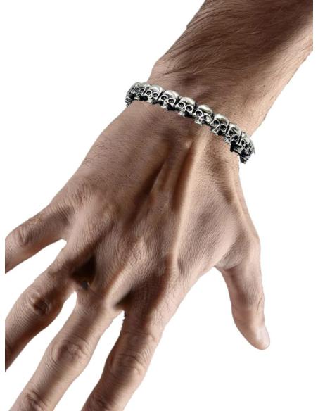 PULSERAS HOMBRE CON CALAVERAS EN ACERO | EL JARDIN DEL DESEO