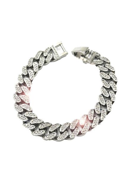 PULSERAS HOMBRE ESLABON CON BRILLANTES