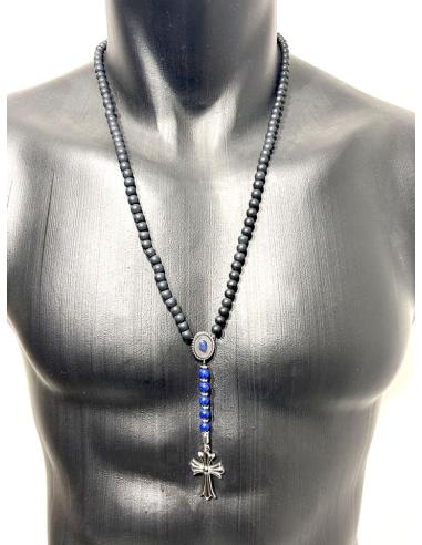 ROSARIOS PARA HOMBRE NEGROS CON PIEDRA LAPISLAZULI