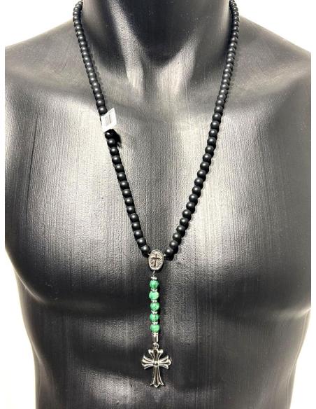 ROSARIOS PARA HOMBRE NEGROS CON PIEDRAS VERDES