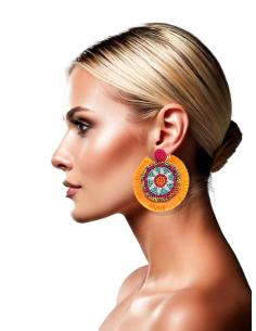 PENDIENTES BOHO NARANJAS Y TURQUESAS CON FLECOS | EL JARDIN DEL DESEO 2