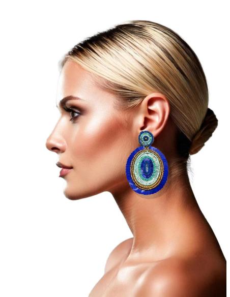 PENDIENTES AZULES CON LENTENJUELAS ESTILO BOHO | EL JARDIN DEL DESEO