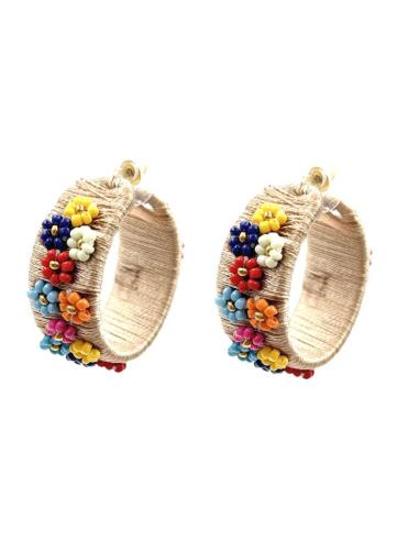 AROS BEIGE CON FLORES BONITAS IDEALES PARA VERANO