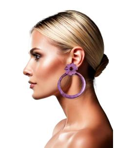 PENDIENTES MORADOS DE AROS GRANDES Y FLORES | EL JARDIN DEL DESEO 2