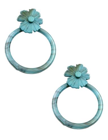 PENDIENTES VERDES DE AROS GRANDES Y FLORES | EL JARDIN DEL DESEO