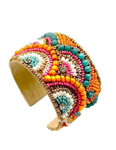 PULSERAS ANCHAS BOHO TURQUESAS Y NARANJAS | EL JARDIN DEL DESEO