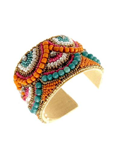 PULSERAS ANCHAS BOHO TURQUESAS Y NARANJAS | EL JARDIN DEL DESEO