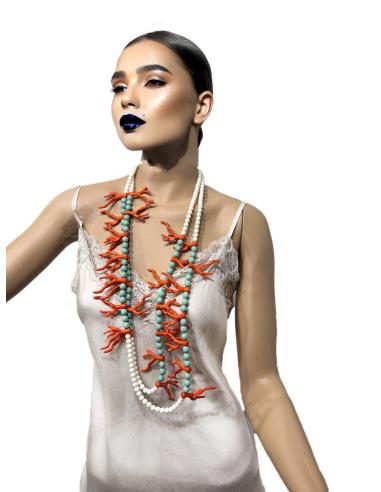 COLLARES LARGOS CON RAMITAS DE CORAL NARANJAS IDEAL VERANO | EL JARDIN DEL DESEO