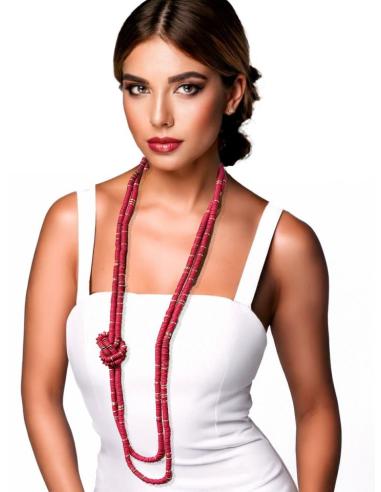 COLLARES MUJER FUCSIAS Y DORADOS CON NUDO | EL JARDIN DEL DESEO