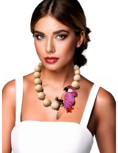 COLLARES MELOCOTON CON PAJARO MORADO CLARO | EL JARDIN DEL DESEO 2