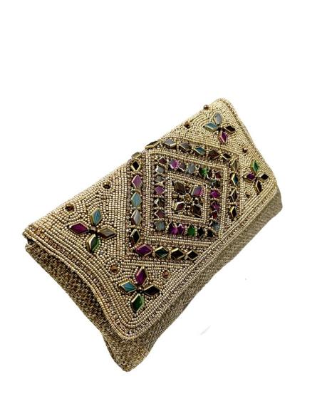 BOLSOS DORADOS CARTERA DE PEDRERIA BODA Y FIESTA | MADRINA E INVITADA