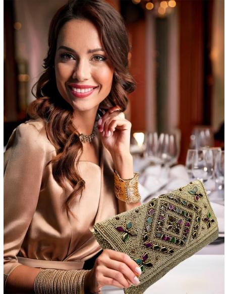BOLSOS DORADOS CARTERA DE PEDRERIA BODA Y FIESTA | MADRINA E INVITADA