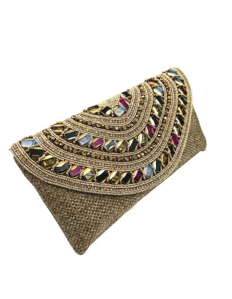 BOLSOS DORADOS VIEJO CARTERA PEDRERIA BODA FIESTA | MADRINA E INVITADA