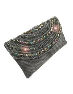 BOLSOS GRISES DE PEDRERIA CARTERA INVITADA MADRINA | ACCESORIOS BODA