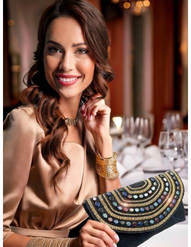 BOLSOS NEGROS CON PEDRERIA CARTERAS BODA Y FIESTA | MADRINA E INVITADA