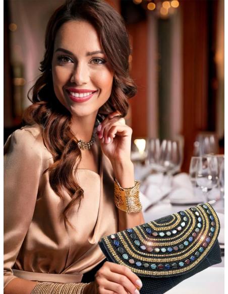 BOLSOS NEGROS CON PEDRERIA CARTERAS BODA Y FIESTA | MADRINA E INVITADA