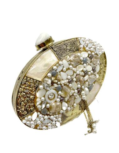 BOLSOS BODA DORADOS CON PEDRERIA PERLAS Y NACAR | BOLSOS JOYA