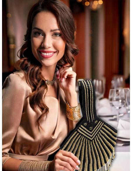 BOLSOS NEGROS Y DORADOS DE MANO EN PEDRERIA FIESTA | BOLSOS BODA