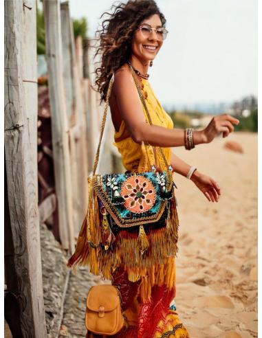 BOLSOS MULTICOLOR CON FLECOS CONCHAS Y BORLAS | ACCESORIOS BOHOCHIC