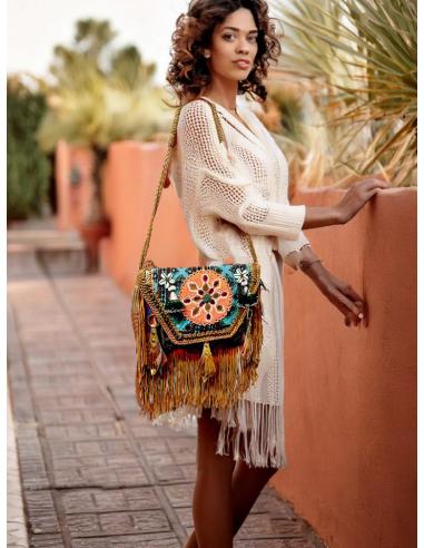 BOLSOS MULTICOLOR CON FLECOS CONCHAS Y BORLAS | ACCESORIOS BOHOCHIC