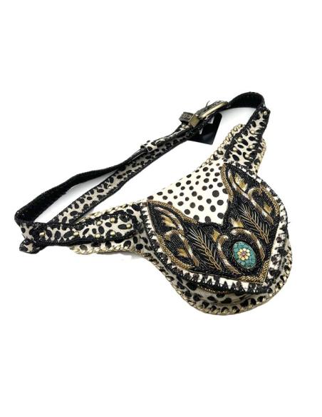BOLSOS MUJER RIÑONERAS PIEL BLANCOS LUNARES NEGROS | BOLSOS MODA