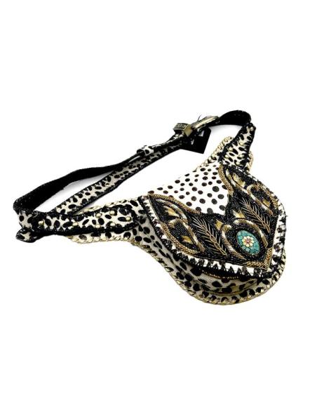 BOLSOS MUJER RIÑONERAS PIEL BLANCOS LUNARES NEGROS | BOLSOS MODA