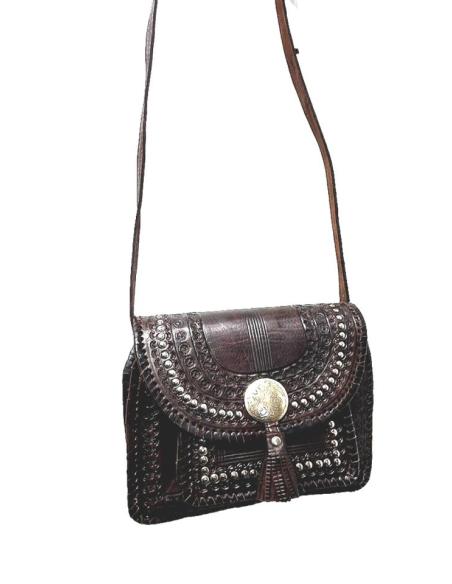 BOLSOS PIEL CUERO MARRON ESTILO TRIBAL Y ETNICO | BOLSOS ETNICOS
